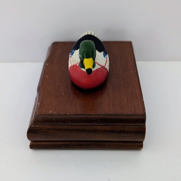 Vintage Wooden Mallard Duck Jewelry Trinket Box - Picture 2 of 6